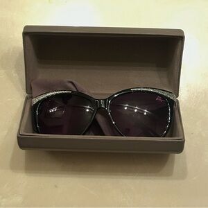 Elegant Black Sunglasses with Silver Accents. Betsey Johnson. Brand New.